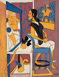 Untitled by K. G. Subramanyan, Reverse painting in oil and gouache on Mylar, sold Dec 2018
