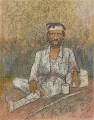 Untitled by Ganesh Pyne, Dry pastel on paper pasted on mount board, sold Dec 2018