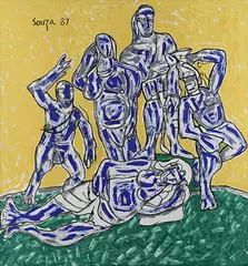 Etruscan Group by F. N. Souza, Oil on canvas, sold Jun 2018
