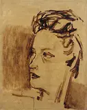 Portrait Maharani by M. F. Husain, Oil on canvas, sold Jun 2018