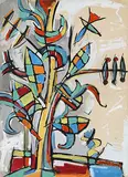 Untitled by F. N. Souza, 1950, Gouache on paper pasted on board, sold Jun 2018