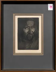Portrait by Thomas Cornell, etching, sold Feb 2026