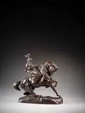 Guerrier tartare arrêtant son cheval by Antoine-Louis Barye, Bronze à patine brun rouge nuancé, sold Nov 2025