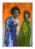 Filiation I by Olga Yaméogo, 2021, Pigments, ink, acrylic and oil on canvas, sold Nov 2025