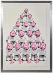 Pyramide by Yue Minjun, 2001, Sérigraphie en couleurs, sold Dec 2025