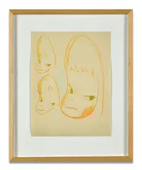 Untitled (Portrait Drawing) by Yoshitomo Nara, 2000, Crayons de couleurs sur papier, sold Dec 2025