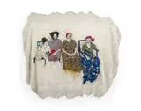 Famille by Ana Silva, 2020, Broderie et crayon sur nappe des années 60, sold Dec 2025