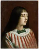 Jeune femme au nœud papillon by Émile Bernard, 1891, Huile sur toile, sold Jun 2025