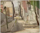 La rue au réverbère by Georges Valmier, 1912, Huile sur toile, sold Jun 2025