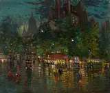 Paris scène nocturne by Konstantin Alexeievitch Korovine, Huile sur toile, sold Jun 2025