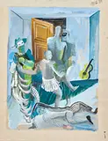 Personnages déguisés ou Mascarade by Ossip Zadkine, 1932, Gouache sur papier, sold Jun 2025