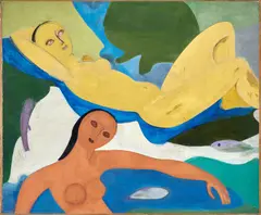 Baigneuses by Marcelle Delphine Cahn, circa 1935-1938, Huile sur toile, sold Jun 2025