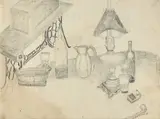 Nature morte à la lampe by Ossip Zadkine, 1917, Crayon sur papier, sold Jun 2025