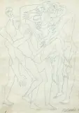 Ensemble de deux oeuvres sur papier by Ossip Zadkine, Crayon et crayon de couleur sur papier, sold Jun 2025