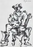 Ensemble de deux œuvres sur papier by Ossip Zadkine, Stylo bille noir et crayon sur papier, sold Jun 2025