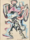 Ensemble de deux oeuvres sur papier by Ossip Zadkine, Crayon de couleur sur papier, sold Jun 2025