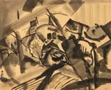 Fleuve en fureur by David Petrovitch Sterenberg, circa 1913-1915, Lavis d'encre sur papier, sold Jun 2025