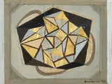 Composition by Mikhail Fedorovitch Andreenko, 1927, Gouache, sable et feuille d'or sur papier, sold Jun 2025