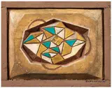 Composition by Mikhail Fedorovitch Andreenko, 1927, Bas-relief en plâtre polychrome dans une armature en bois, sold Jun 2025