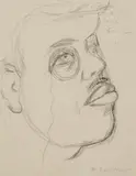 Portrait de Diaghilev by Mikhail Larionov, Crayon sur papier, sold Jun 2025