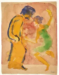 Groteske(Theaterszene) / Grotesqueness by Emil Nolde, circa 1910-1911, Aquarelle sur papier, sold Jun 2025