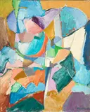 Dialogue annonciation by Catherine Zoubtchenko, 1963, Huile sur toile, sold Jun 2025