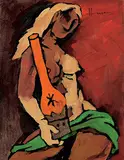 Untitled by M. F. Husain, Oil on canvas board, sold Jun 2017