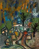 Green Landscape by Lancelot Ribeiro, Oil on canvas, sold Jun 2017