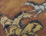 Untitled by M. F. Husain, Acrylic on canvas pasted on board, sold Jun 2017