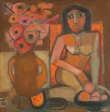 Still Life with Nude by Badri Narayan, Oil on canvas, offered Dec 2016