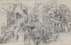 Garhi by Krishen Khanna, Charcoal on paper, sold Dec 2016