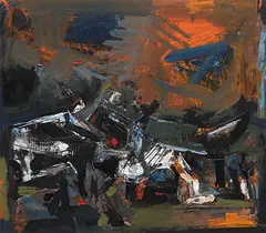Untitled by S. H. Raza, Oil, acrylic and marker on paper, offered Dec 2016