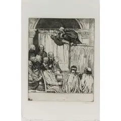 The Preacher by William Strang, 1889, etching, sold Mar 2026