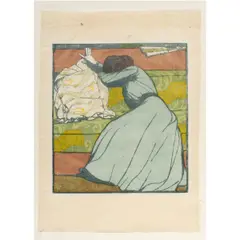 Der Polster (The Cushion) by Max Kurzweil, 1903, woodcut, sold Mar 2026