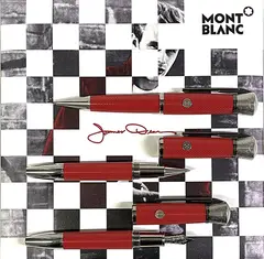 SET DE TROIS STYLOS : PLUME, ROLLER et BILLE by Montblanc – James Dean, Attributs platinés, l'agrafe ruthéniée, offered Nov 2025