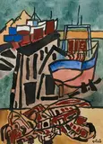 Port de pêche by René Quéré, Gouache, aquarelle et encre sur papier, offered Nov 2025