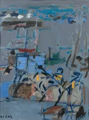 Ligne de pécheurs au port by René Quéré, Gouache sur papier, offered Nov 2025