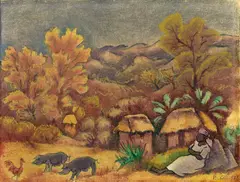 Paysage haïtien by George Biddle, 1955, Huile sur toile, offered Nov 2025
