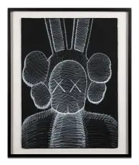 Accomplice by Kaws, 2002, Pastel sur papier noir, sold Nov 2025
