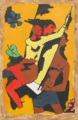 Untitled by M. F. Husain, Acrylic on canvas, sold Dec 2016