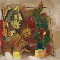Untitled by M. F. Husain, Oil on canvas, sold Dec 2016