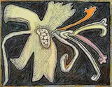 Flower by Jogen Chowdhury, 2001, Pen and ink with pastel on paper pasted on mount board, offered Dec 2016