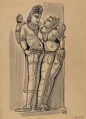 Untitled (Khajuraho) by Somnath Hore, Ink on paper, offered Jun 2016