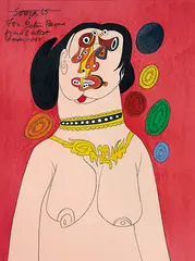 Untitled by F. N. Souza, Acrylic, sketch pen, pen and ink on paper, sold Jun 2016