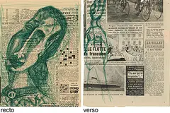 Untitled by S. H. Raza, 1953, Pen and ink on newspaper, sold Jun 2016