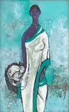 Untitled (Fisherwoman) by B. Prabha, Oil on canvas, sold Jun 2016