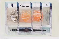 Showcase Objects by Prabhakar Barwe, 1995, Mixed media on paper, sold Jun 2016
