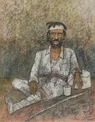 Untitled by Ganesh Pyne, Mixed media on board, offered Jun 2016
