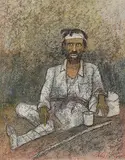 Untitled by Ganesh Pyne, Mixed media on board, offered Jun 2016