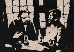 Untitled by Somnath Hore, Paper collage on paper, sold Feb 2016